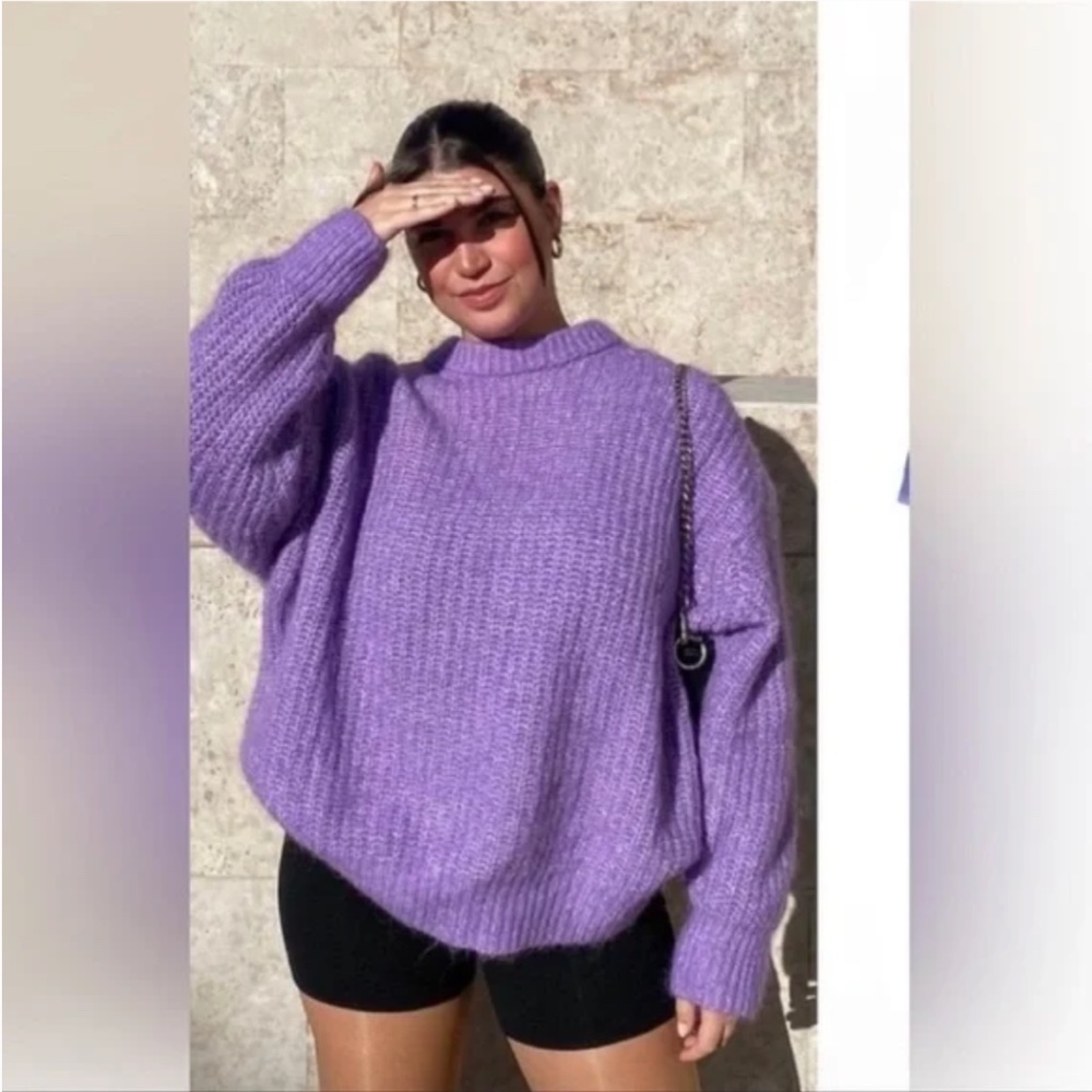 ZARA BLOGGERS FAV PURL KNIT SWEATER LILAC NWT - Picture 3 of 8